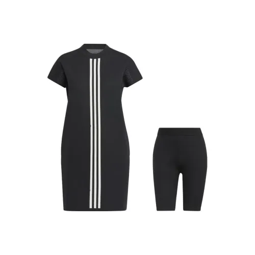 Adidas Набор Черный Женские Короткие Платья с Рукавами