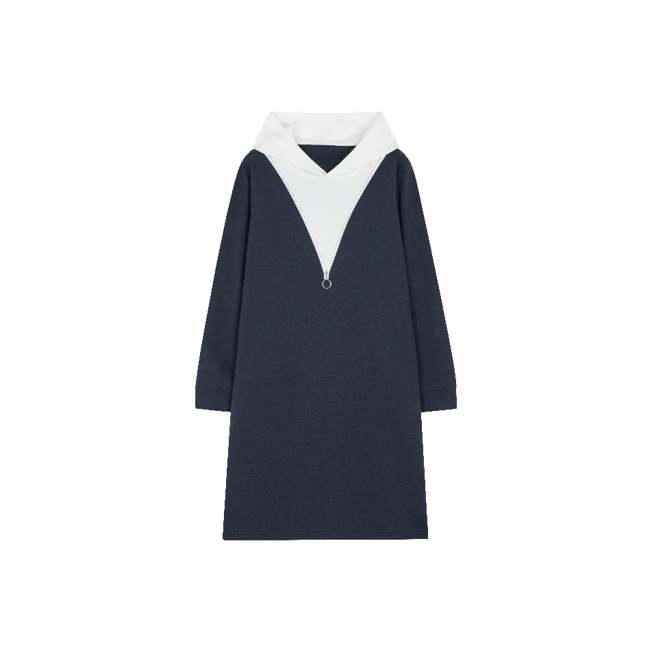 Mo Han Yi Mei Long Sleeved Dress Women's Navy Blue