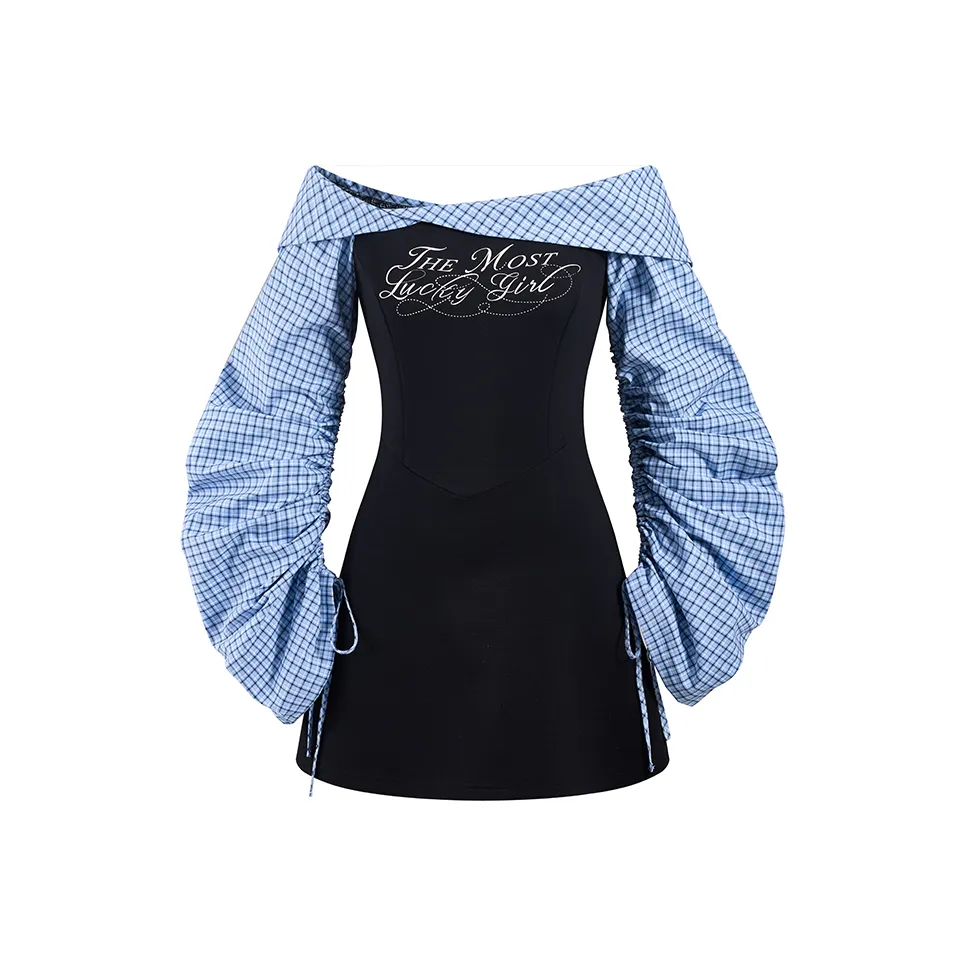 A21 Длинное платье с длинными рукавами женское черное