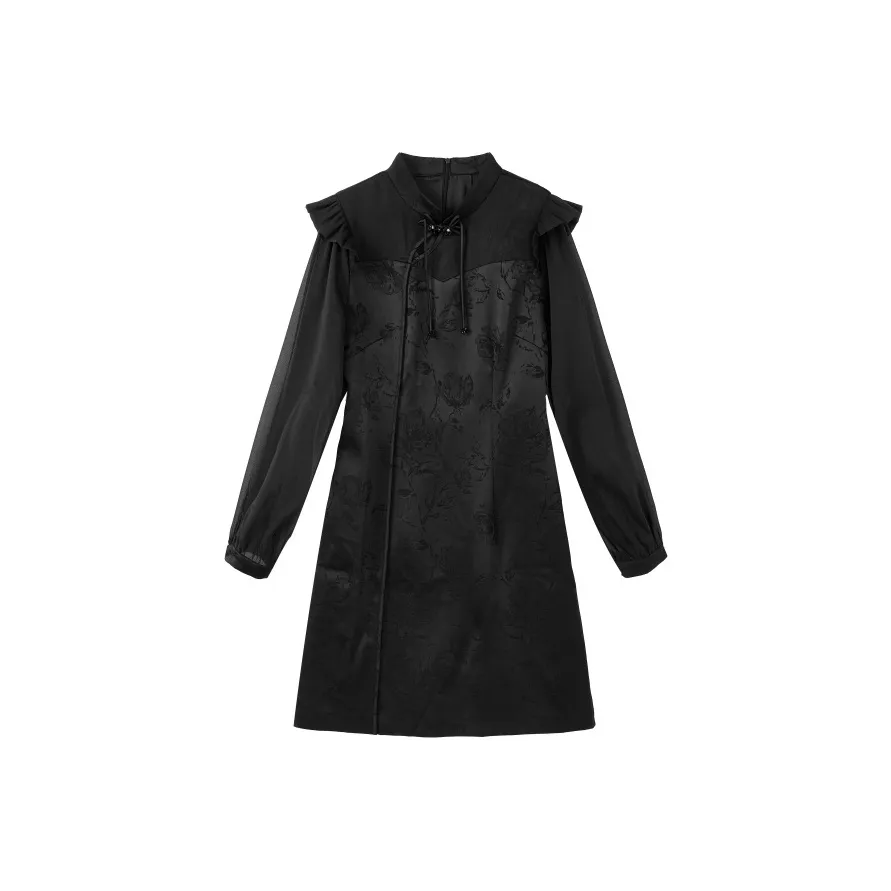 Yu Qianwen Long Sleeved Dress Women's Black