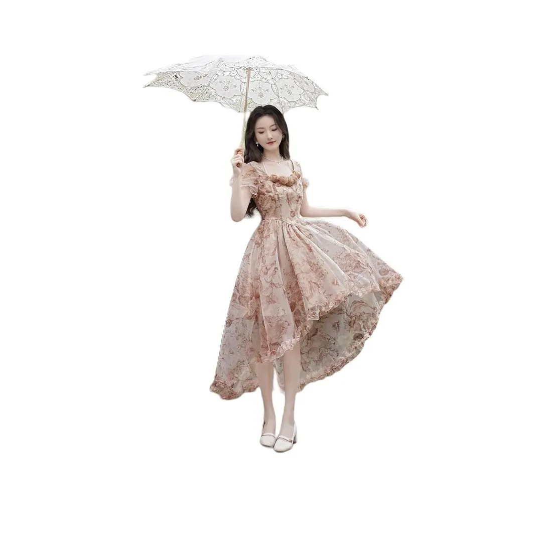 ONNFB Короткий рукав Платье Женское Светло-коричневое