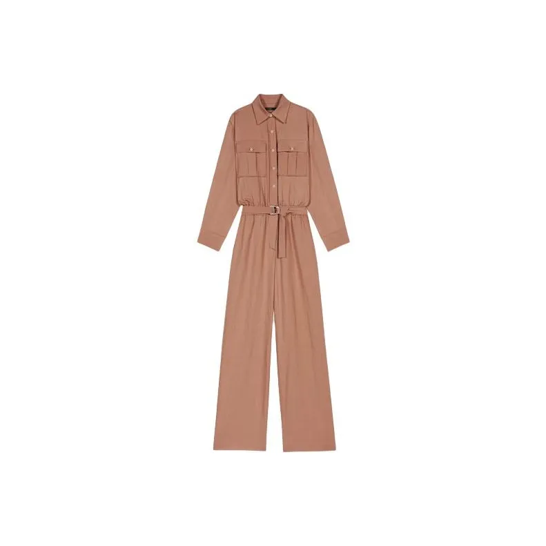 Maje Long sleeve Belted Jumpsuit
