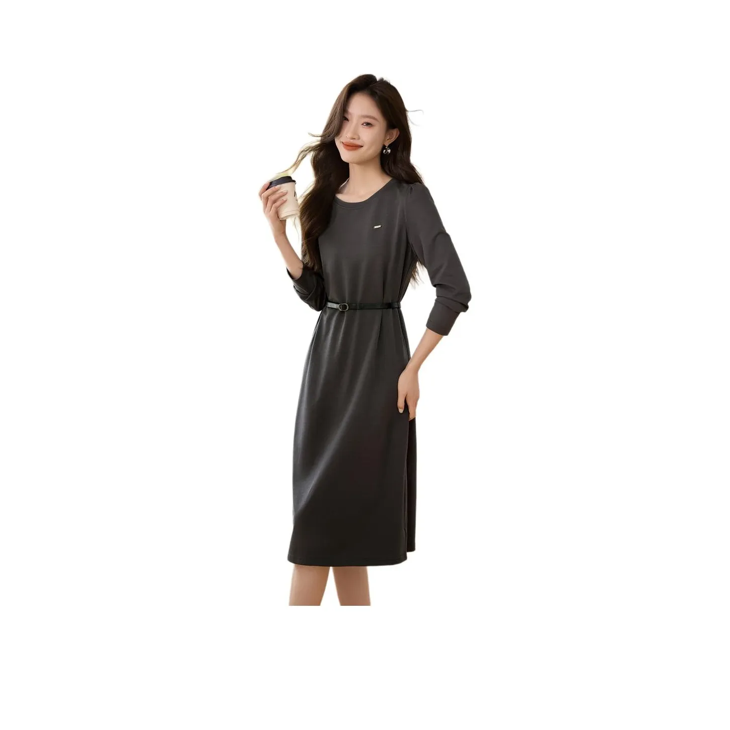 Mo Han Yi Mei Long Sleeved Dresses Women's Gray