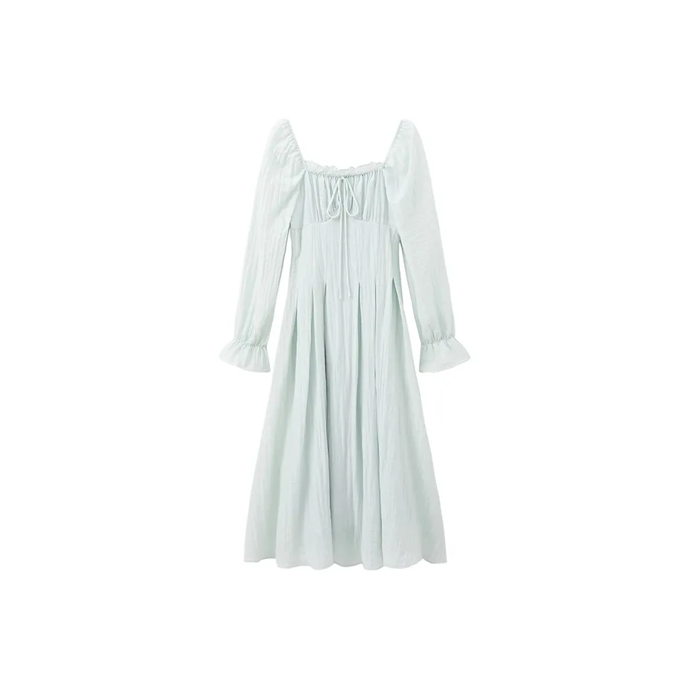 HDFULERN Long-Sleeved Dresses Women's Aqua Green