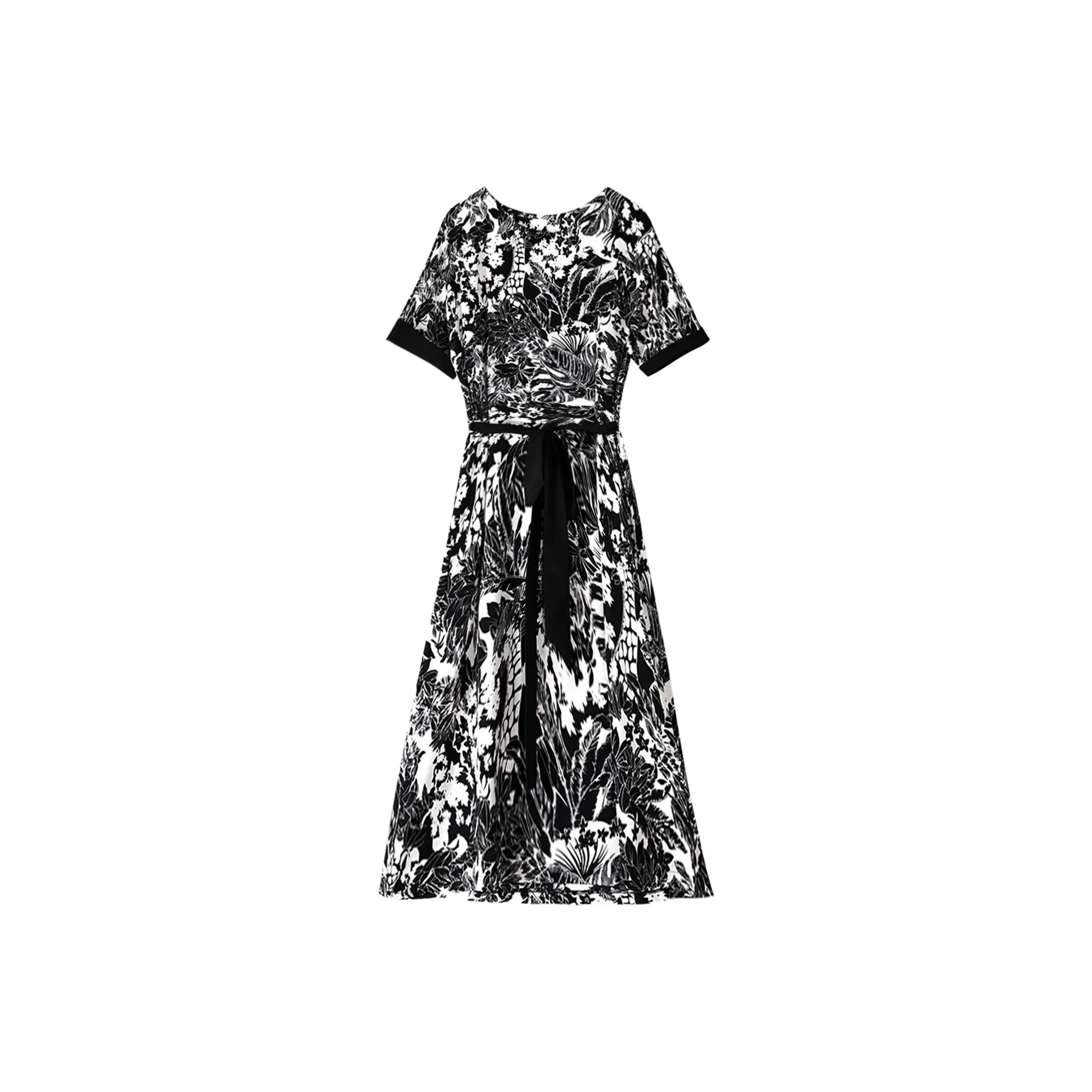 Wbwq Short-Sleeved Dresses Women's Black And White Florals