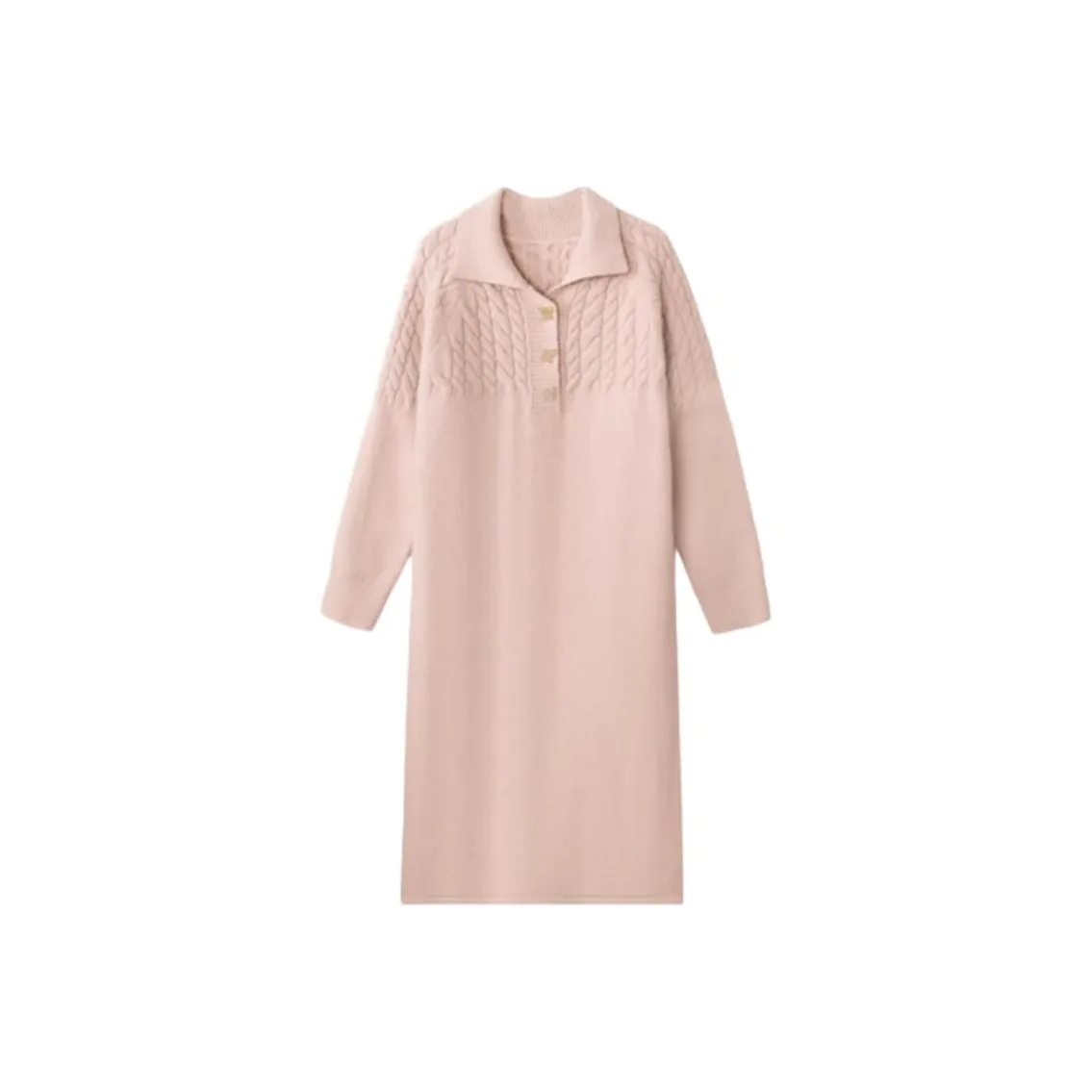 ALXNAN Длинное платье с длинными рукавами женское пыльно-розовый