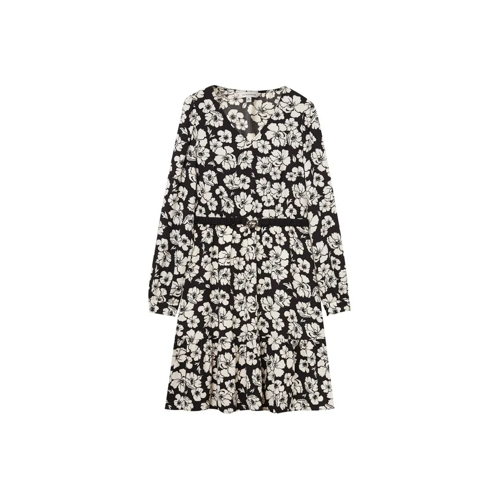 SHUIYUNJIAN Long Sleeved Dress Women's Black Floral