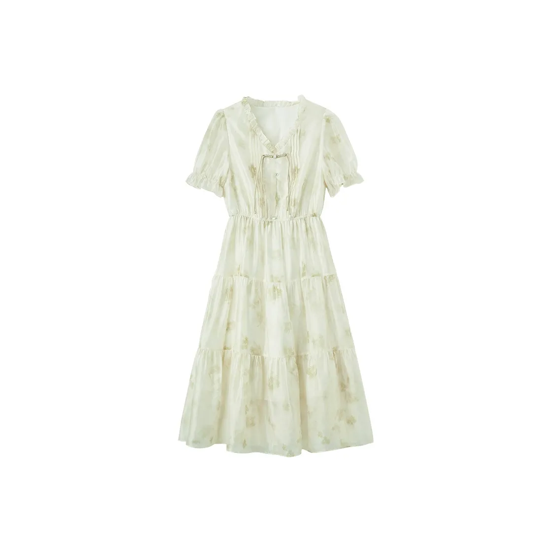 XIANGYING Short Sleeved Dresses Women's Beige
