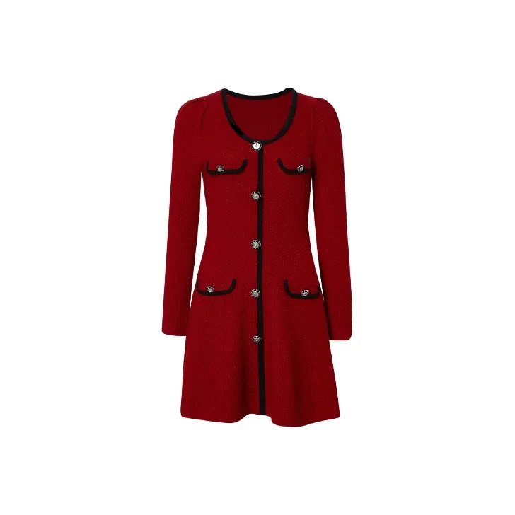 TAMMY TANGS Длинное платье с длинными рукавами женское красное