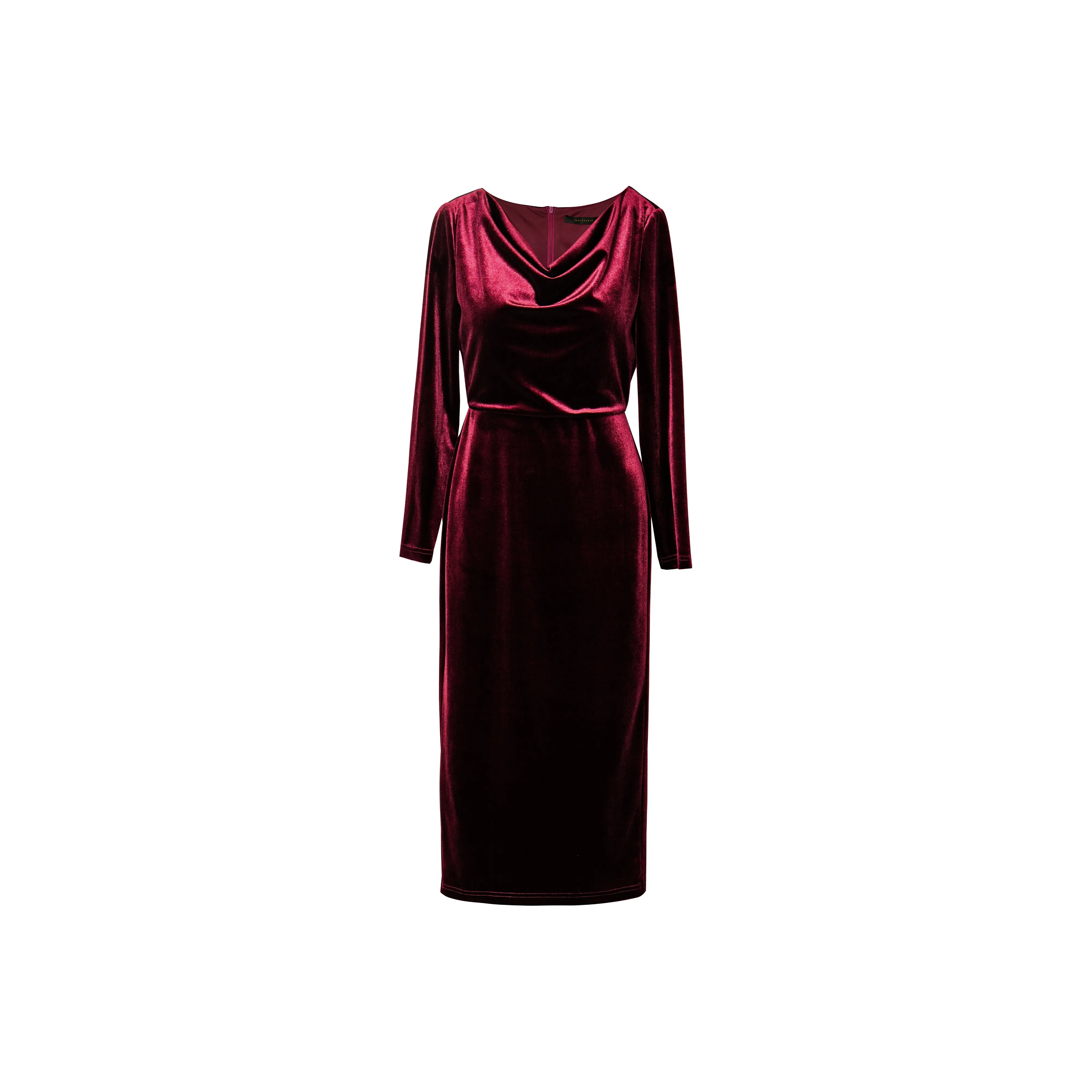 ROEYSHOUSE Длинное платье с длинными рукавами женское анкора красного цвета