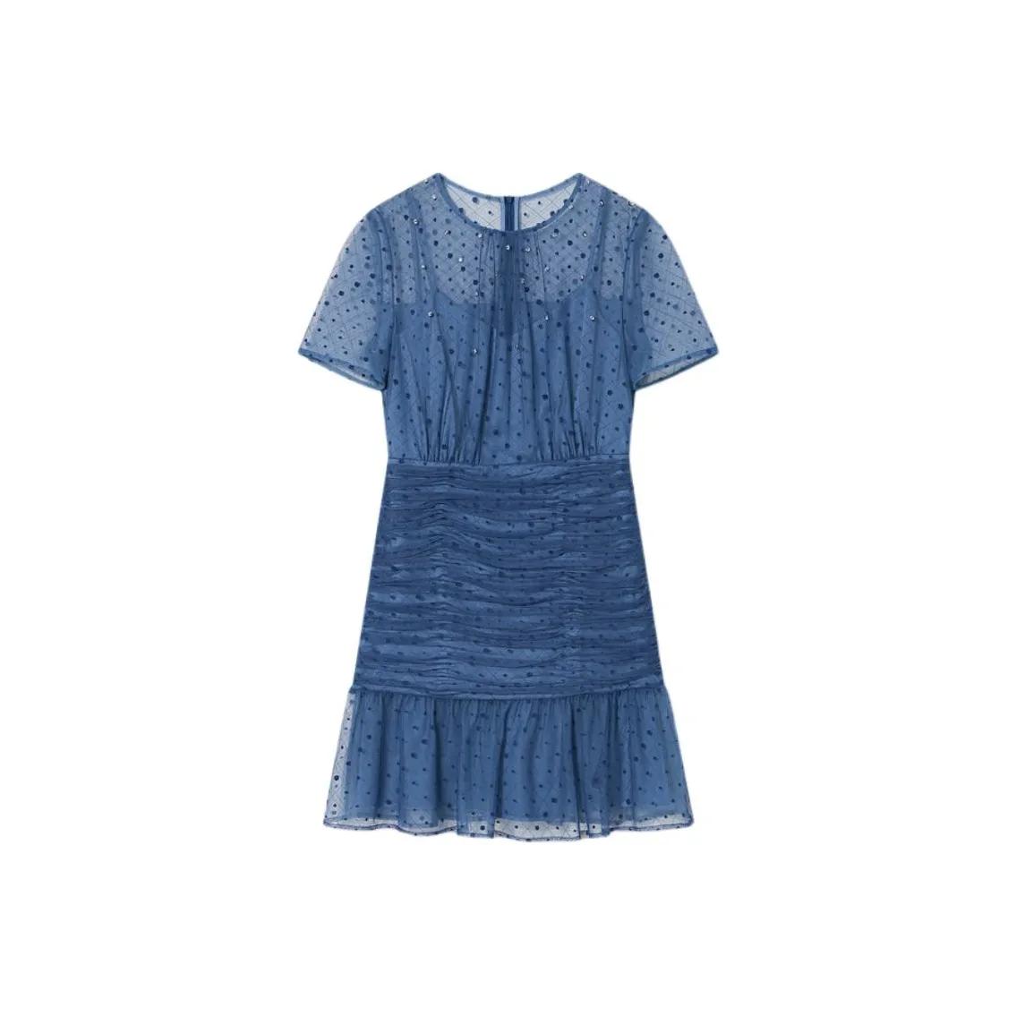Goodland Короткий рукав Платье Женское колокольчиково-синего цвета