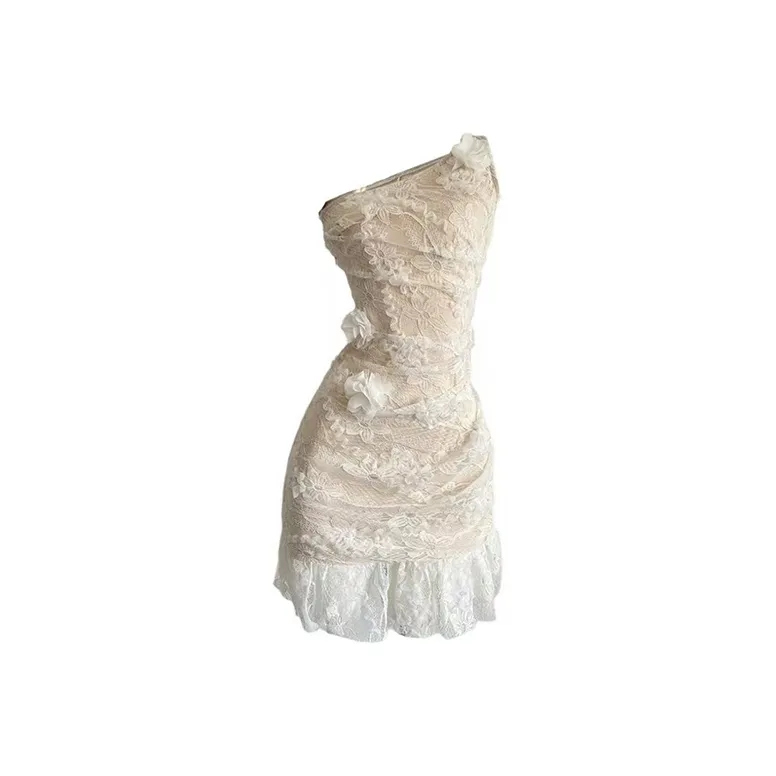 SECFLY OFFICIAL Короткий рукав Платье Женское Айвори