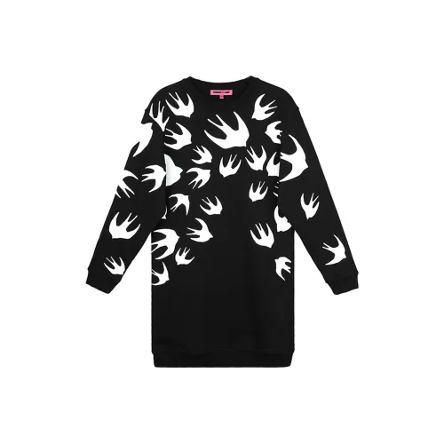 McQ Alexander McQueen Черное Женское Длинное Платье с Рукавами