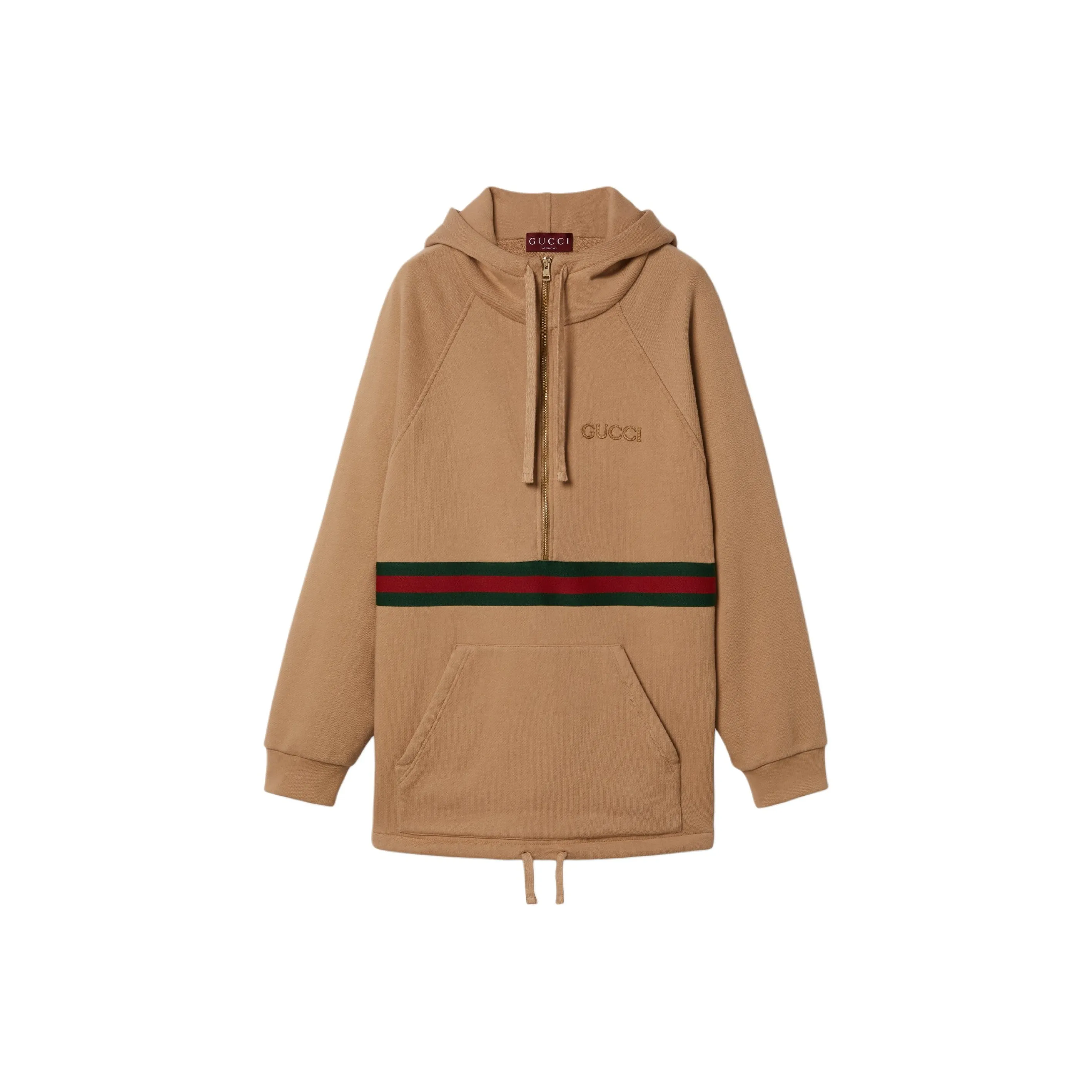 GUCCI Jersey Quarter Zip Drawstring Sweatshirt Dress