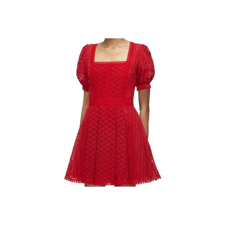 Self portrait Short Sleeved Dresses Women's Dark Burgundy