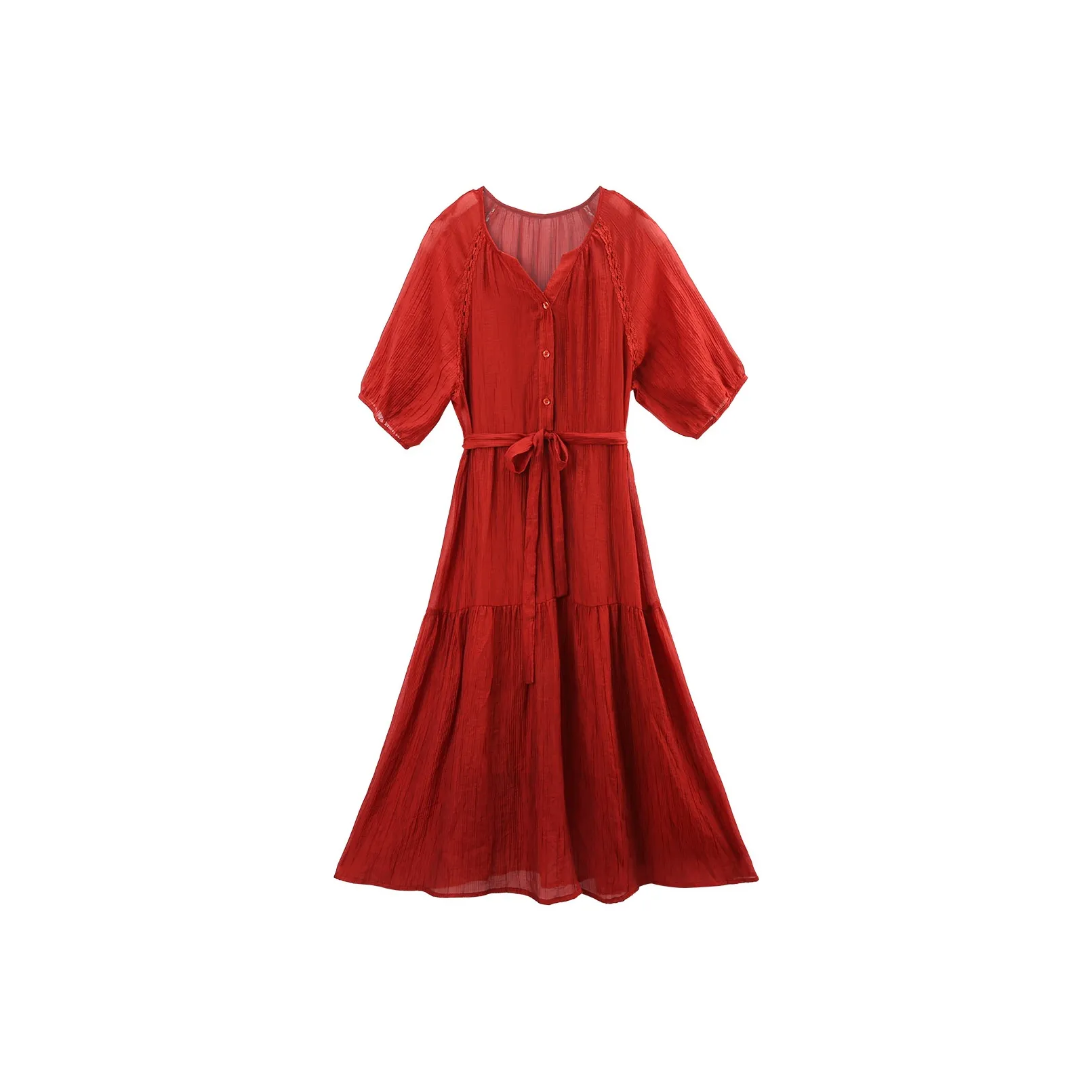 A Paradise For Awakening Short Sleeved Dress Women's Burgundy