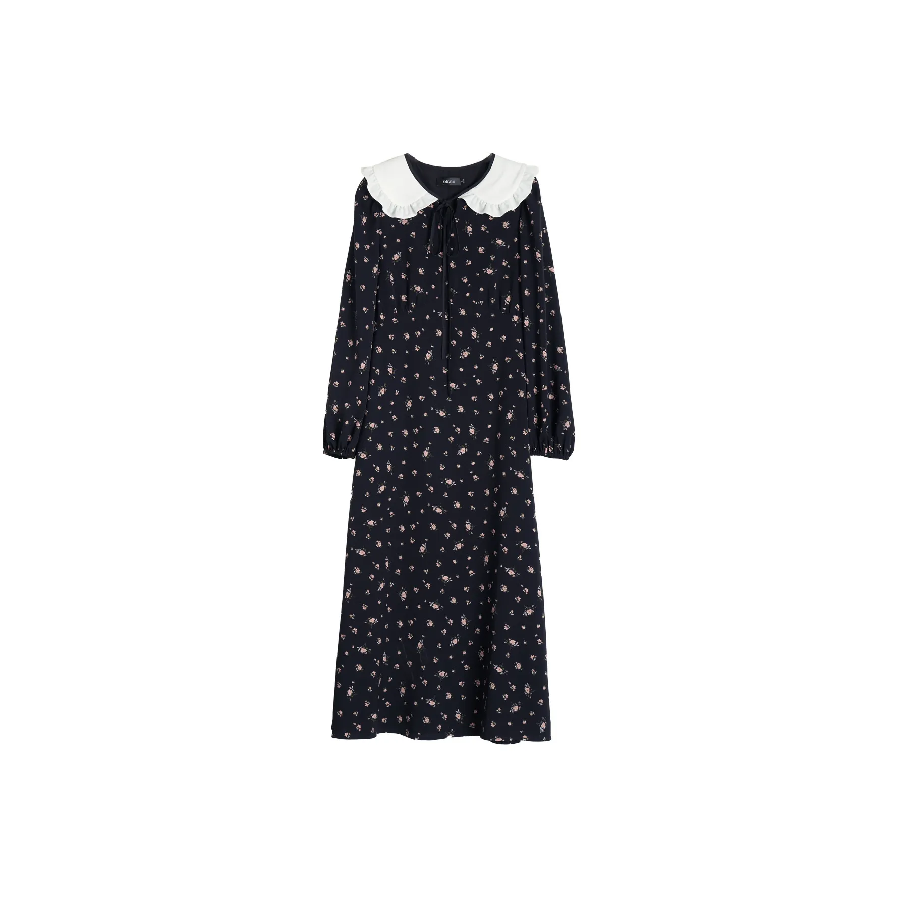Olrain Long Sleeved Dress Women's Black Floral