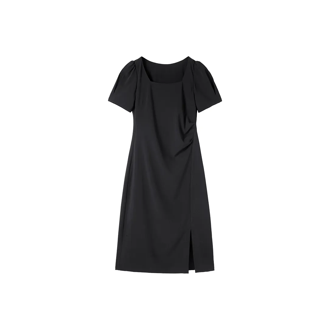 XIANGYING Короткий рукав Платье Женское Черное