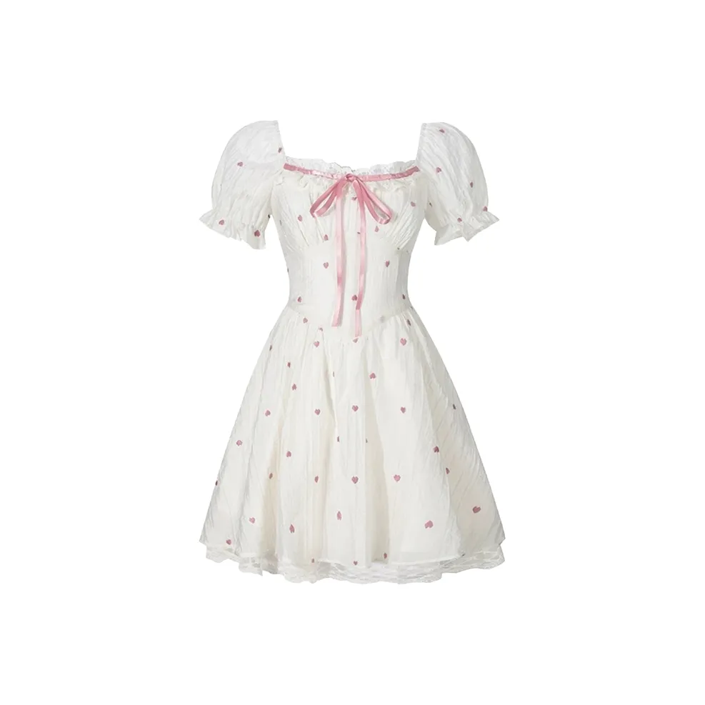 SYEEE WITH U Короткий рукав Платье Женское Бежевый Абрикос