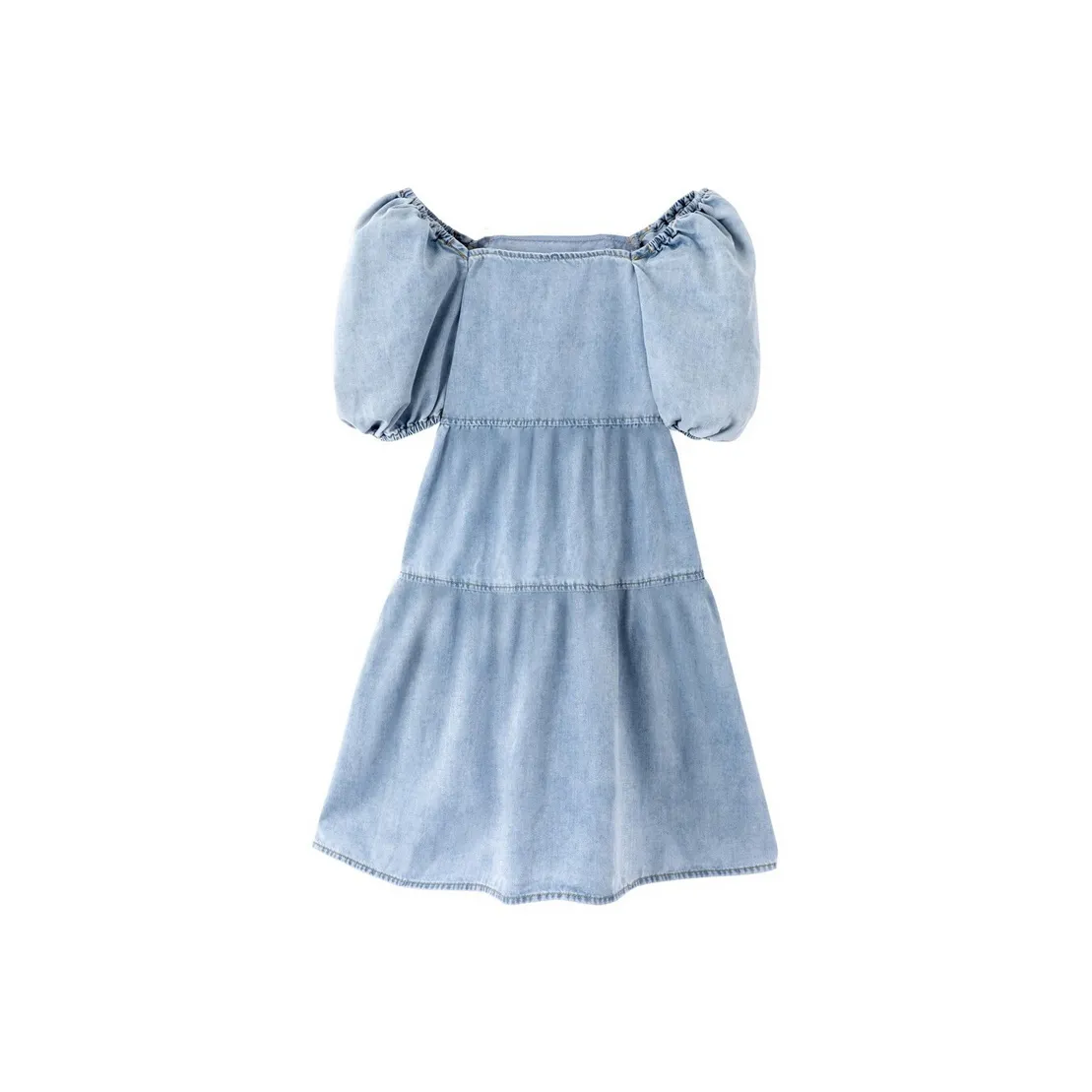 Yvetteclassic Короткий рукав Платье Женское Джинсовый синий