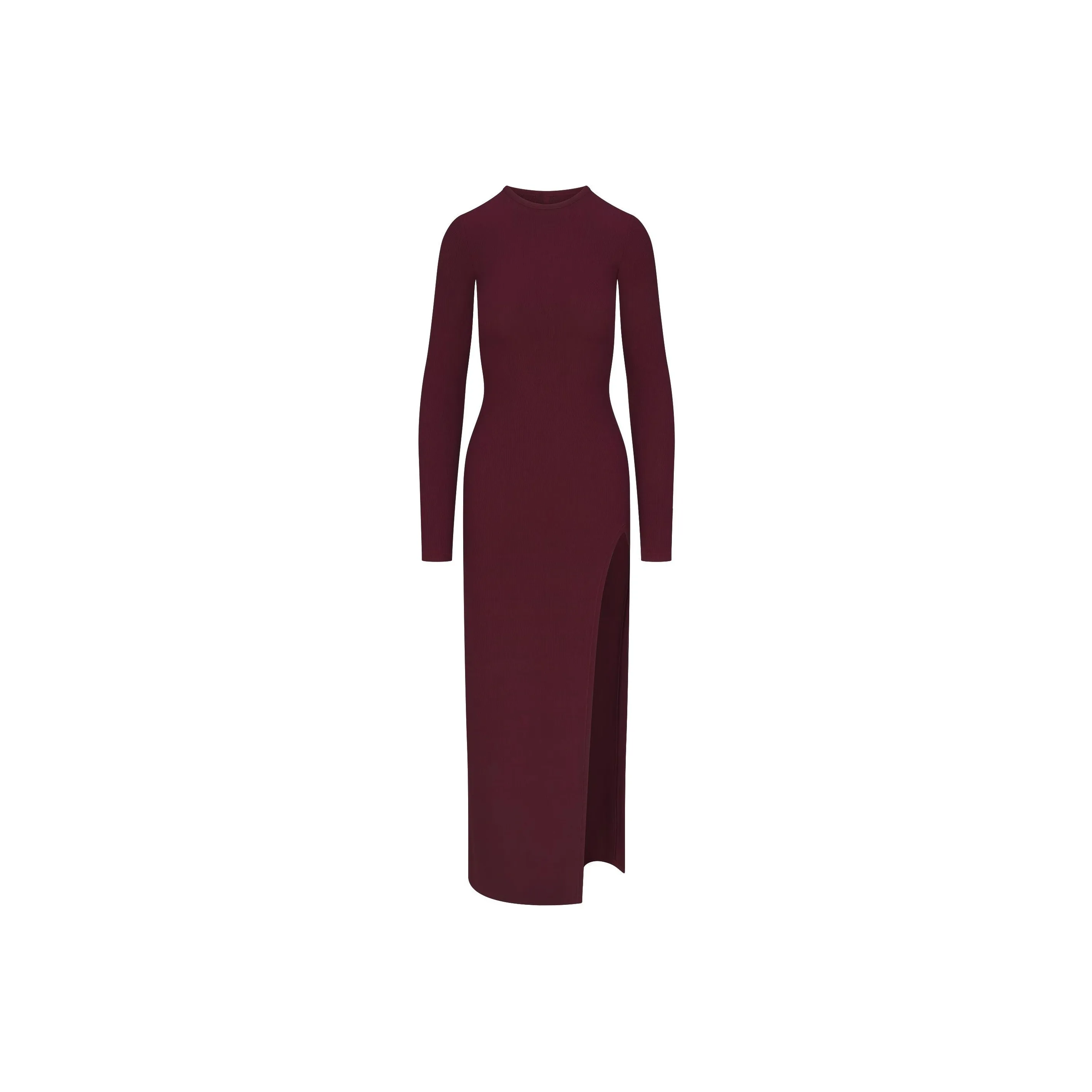 SKIMS FW24 Мягкий LOUNGE Длинный рукав Слитное платье Длинное рукавное платье Женское Бордовый Бургунди