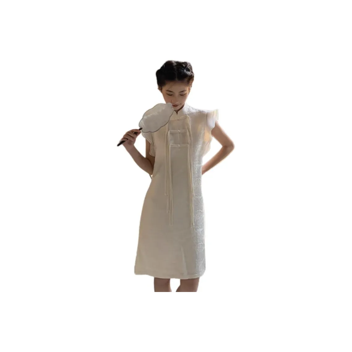 INTERPHASE Короткий рукав Платье Женское Айвори