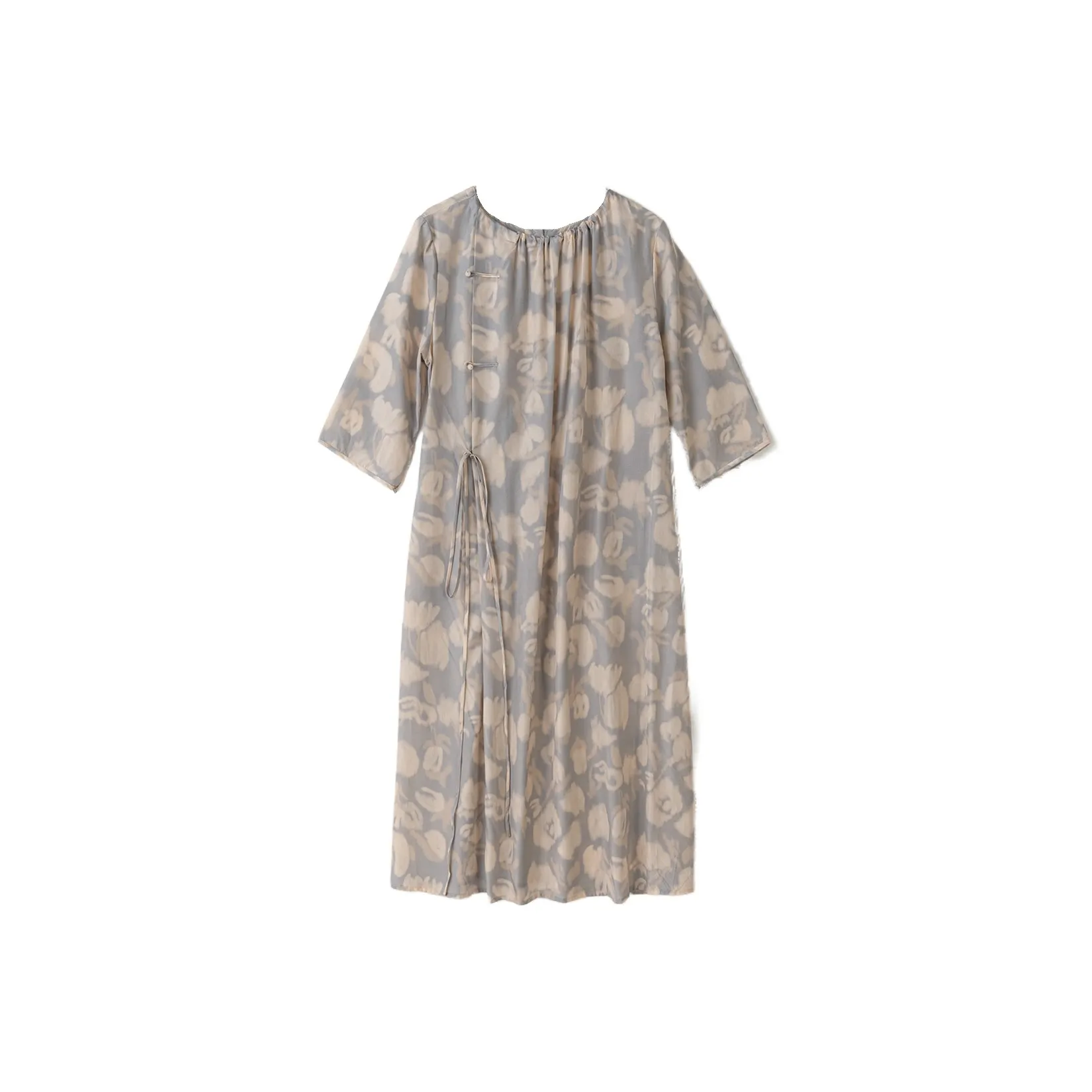 To The West Короткий рукав Платье Женское Серый Бежевый