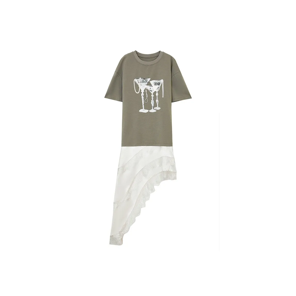 ELF SACK Short Sleeved Dress Women's Dionysus Ecru Gray Green