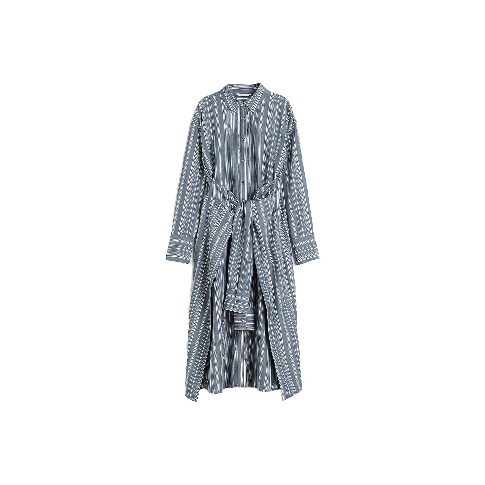 H&M Long Sleeved Dress Women's Blue Stripes