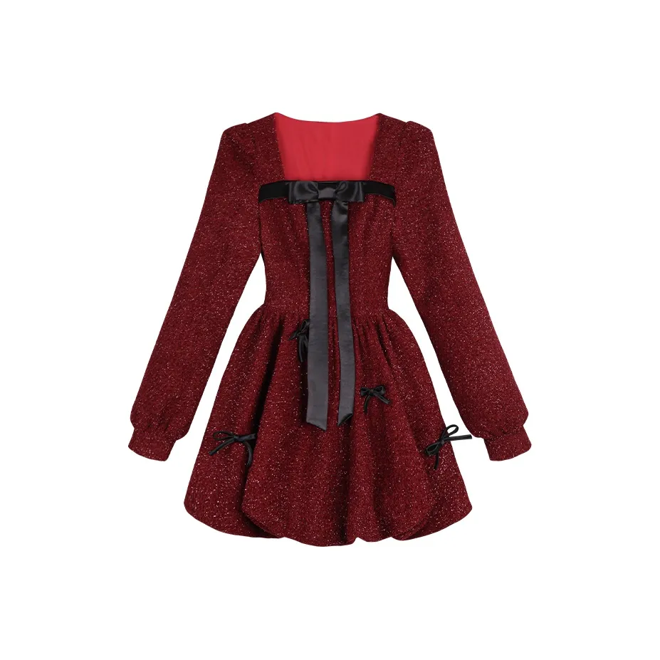 Sorrow Matsumoto Длинное платье с длинными рукавами женское красное