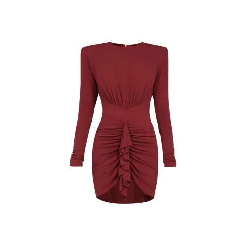 Alexandre Vauthier Бургундский Женские Длинные Платья с Рукавами