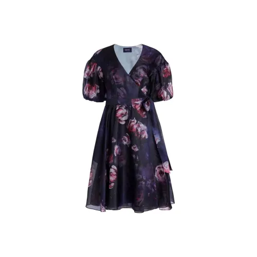 Marchesa Notte Многоцветные Женские Короткие Платья с Рукавами