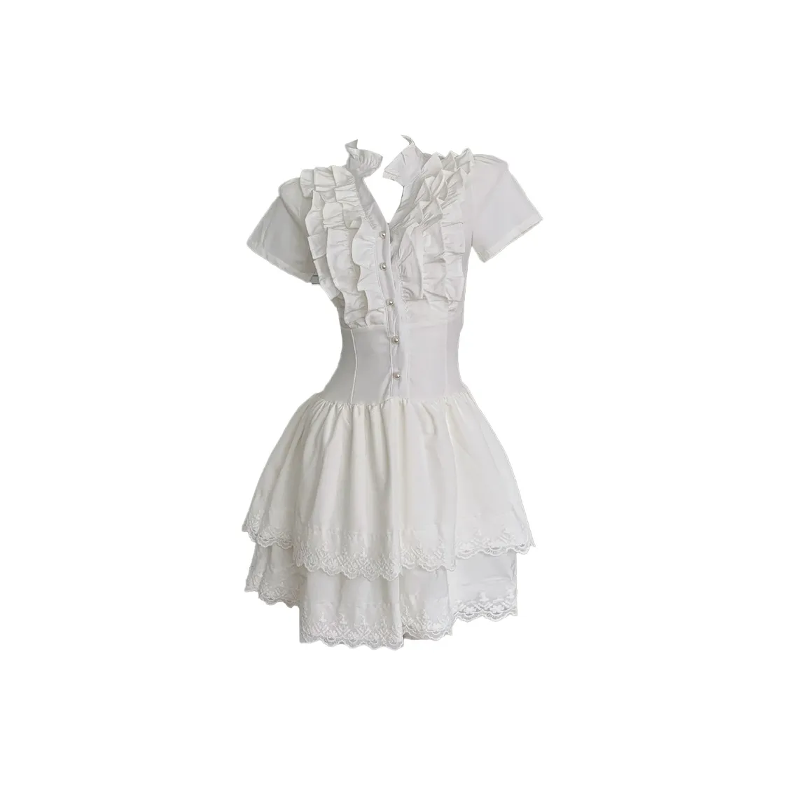 CHARM GLOW Короткий рукав Платье Женское Белое