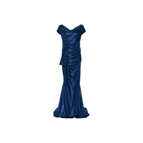 Talbot Runhof Blue Женские Короткие Платья с Рукавами