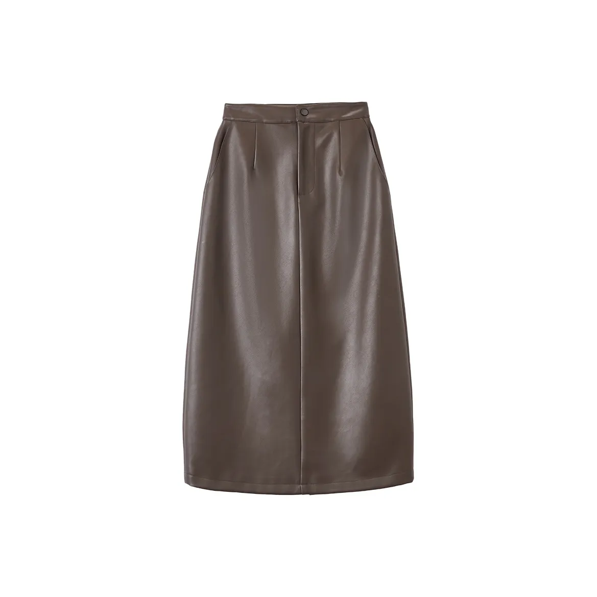XIANGYING Кожа Длинная Юбка Женская Кофейного Цвета