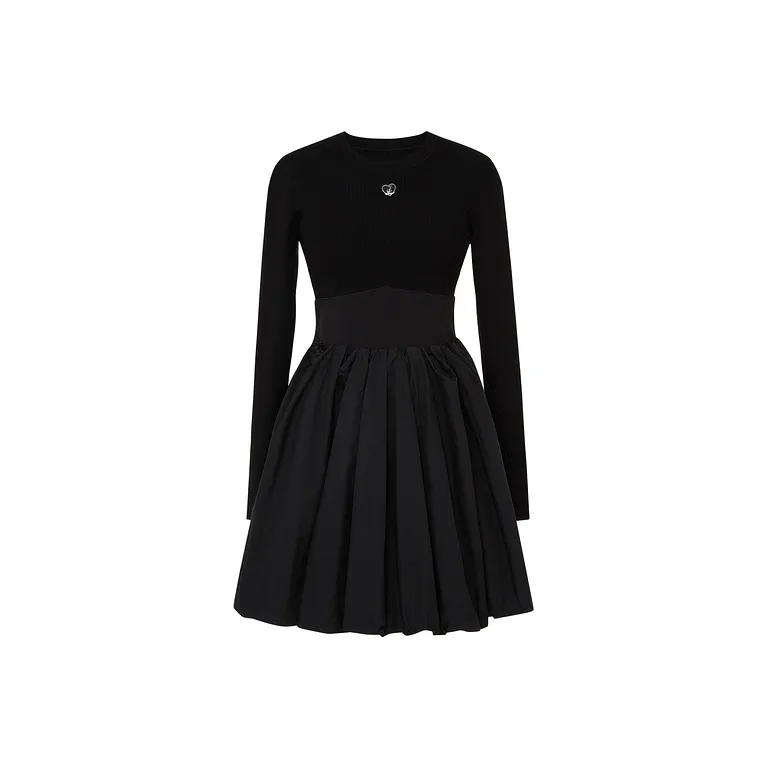 d'zzit Длинное платье с длинными рукавами женское черное