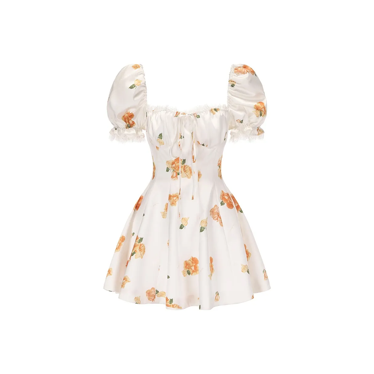 NANA JACQUELINE Короткий рукав Платье Женское Белое Подкладочная ткань Желтый Цветочный