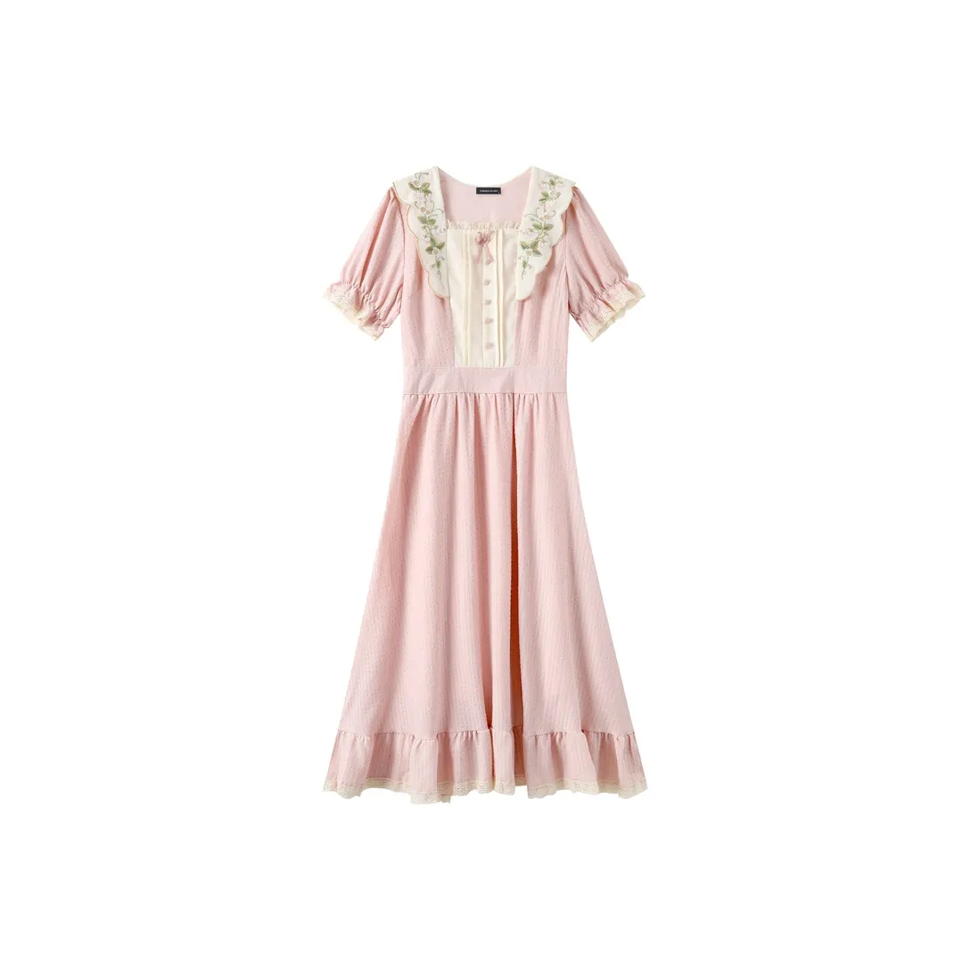 EIDOLON GRAIN Короткий рукав Платье Женское Розовое