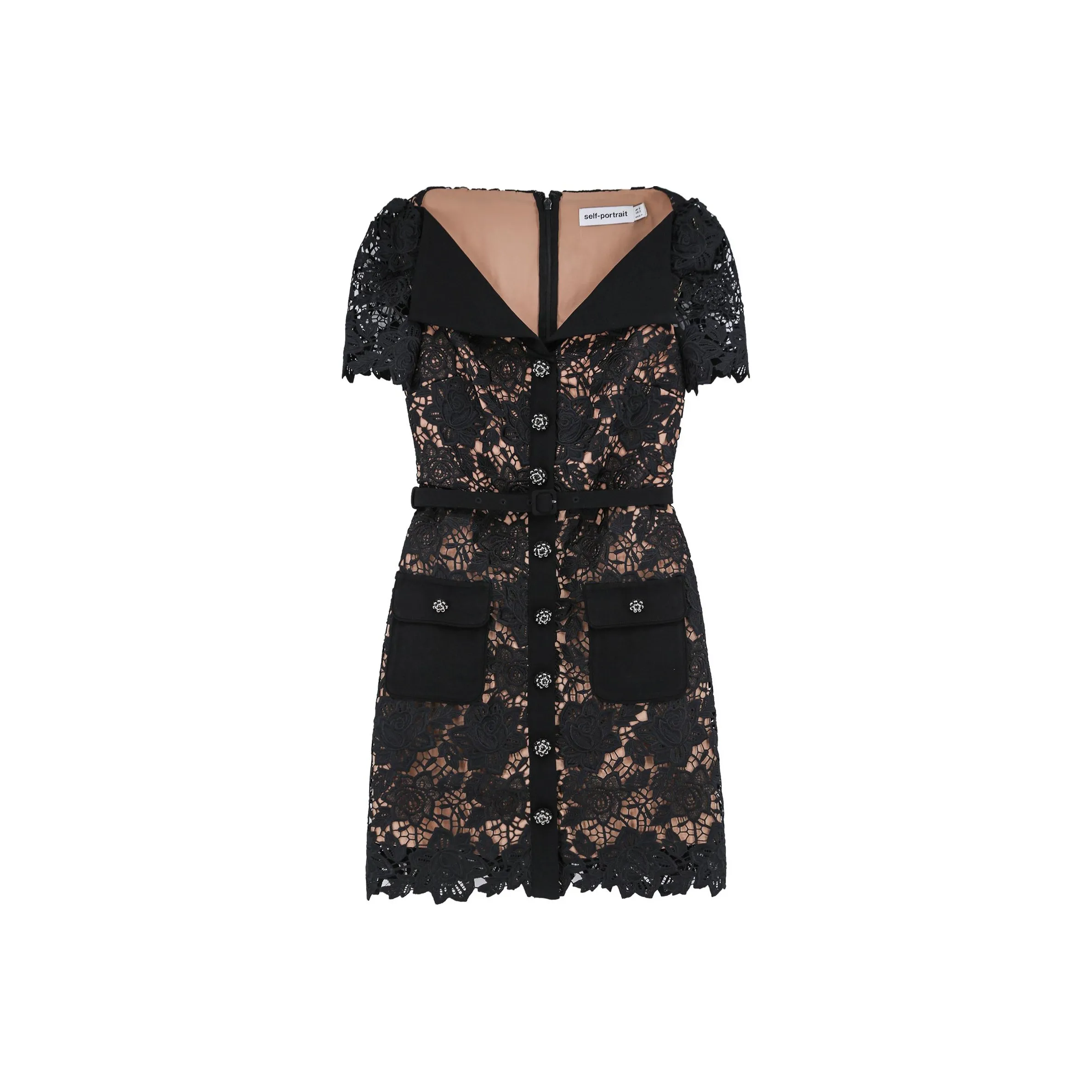 Self portrait Laced Open Neck Mini Dress