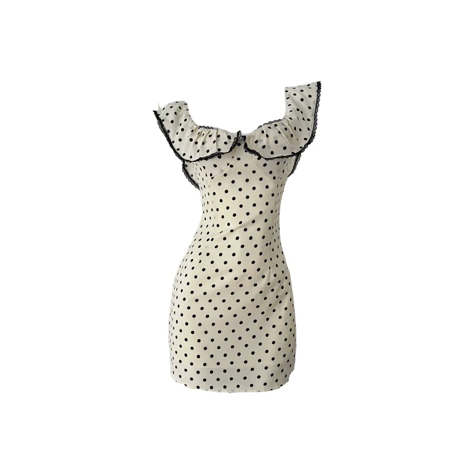 MISSHONEY MH Короткий рукав Платье Женское с гороховым узором