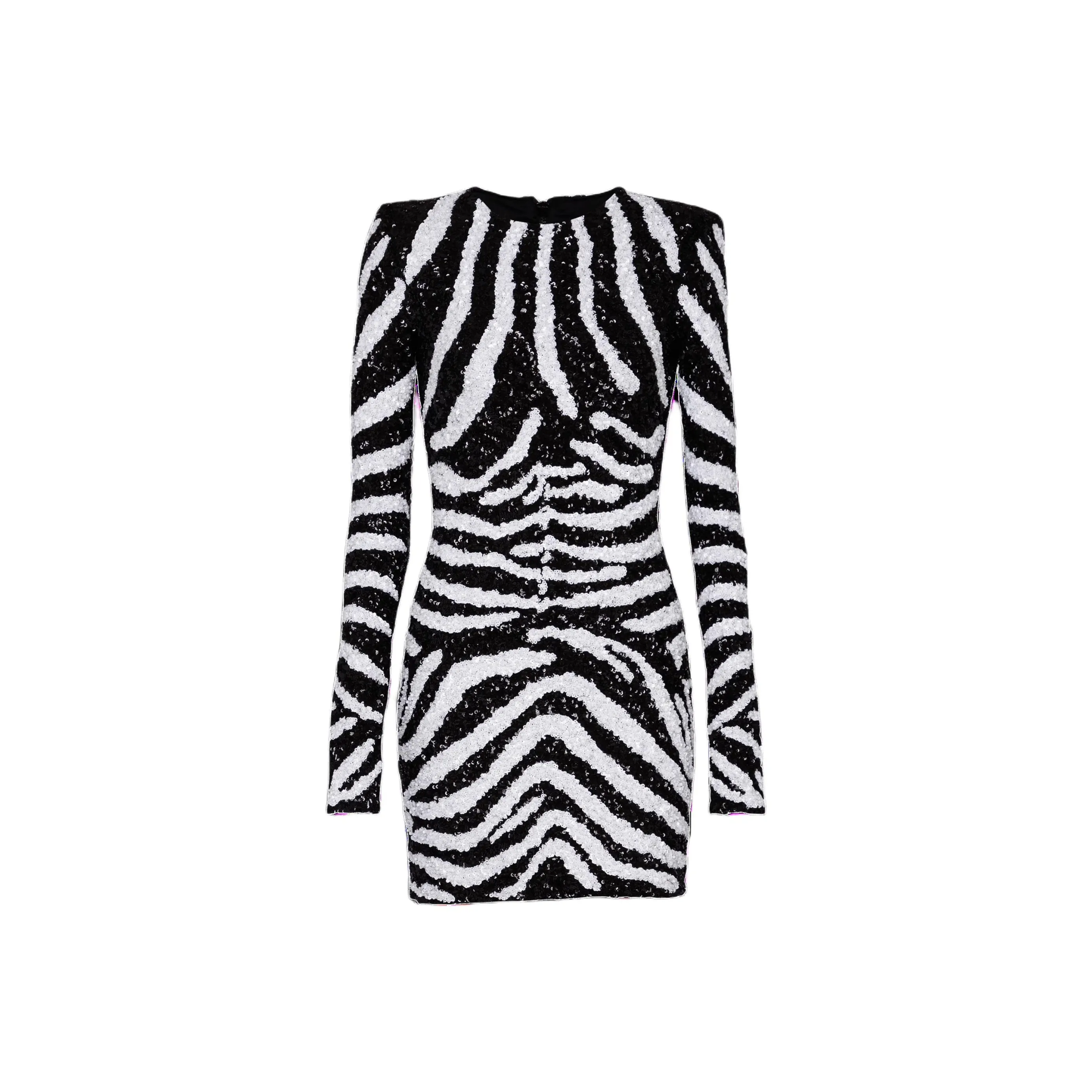 BALMAIN Short Two Tone Zebra Sequin Dress