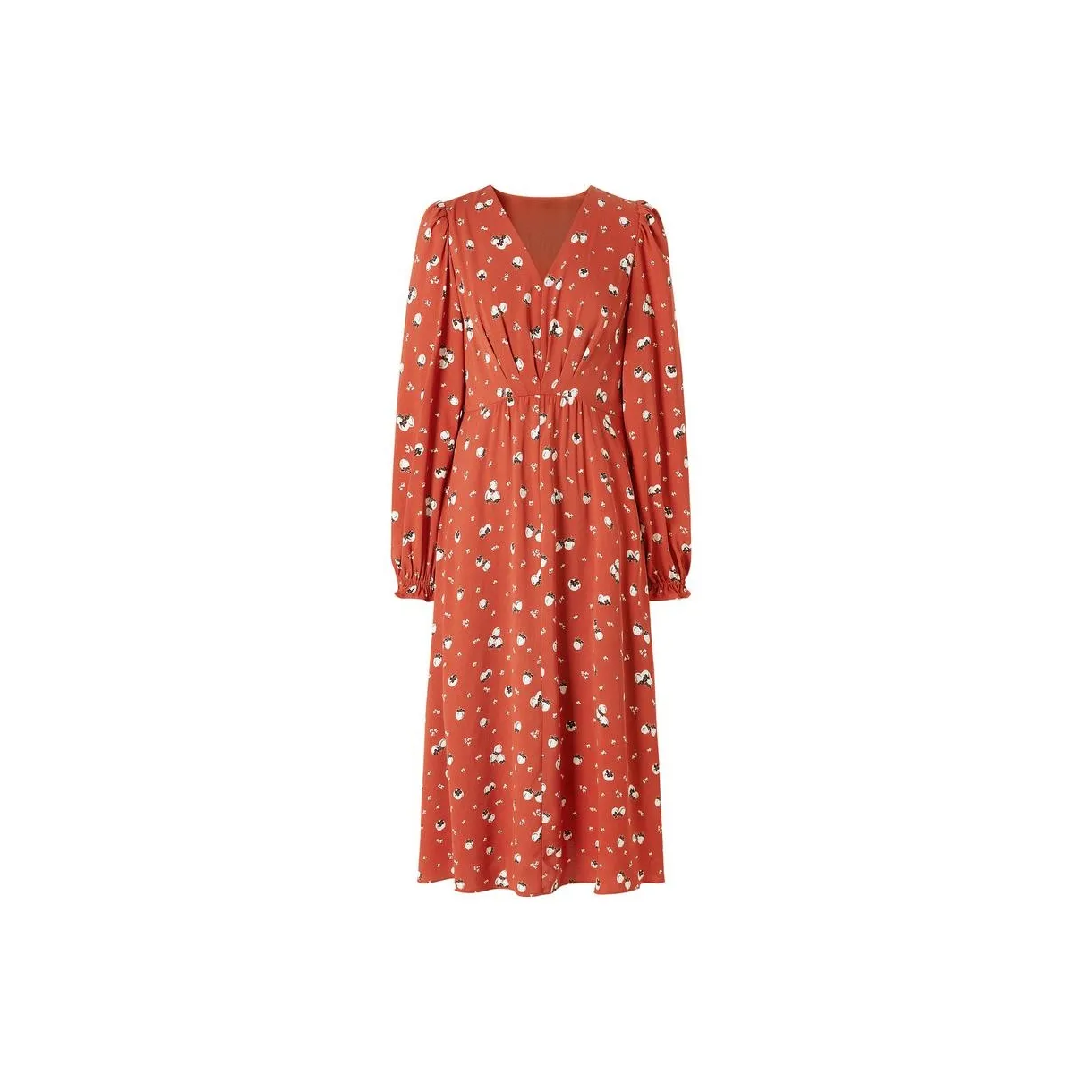 JZ. ANNAKRO Long Sleeved Dresses Women's Flower Orange Red