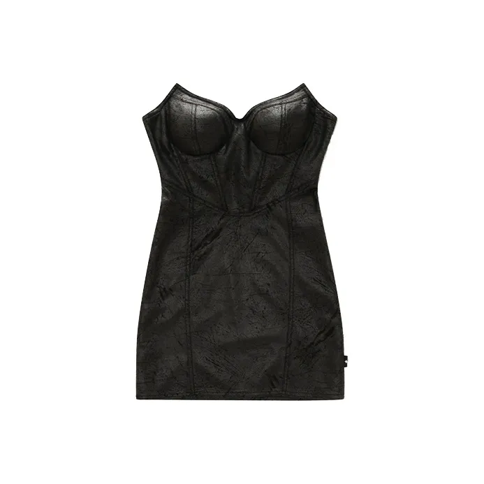 SMFK Без рукавов Платье Женское Дикий Черный