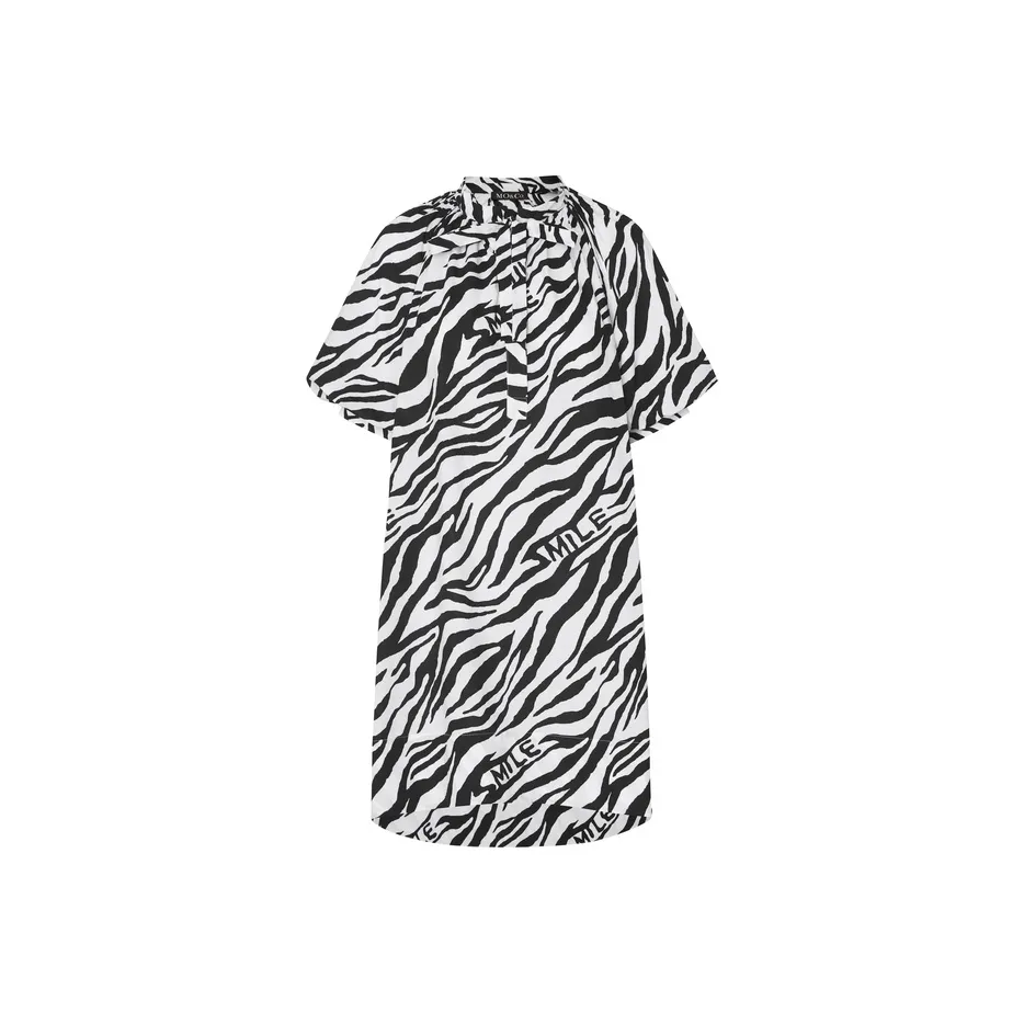 MOCO SS23 Short Sleeved Dress Women's Black White Tiger Print Color