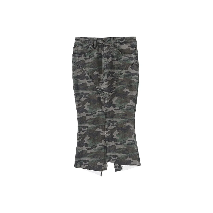 ZXZA Деним Длинная Юбка Женская Камуфляж