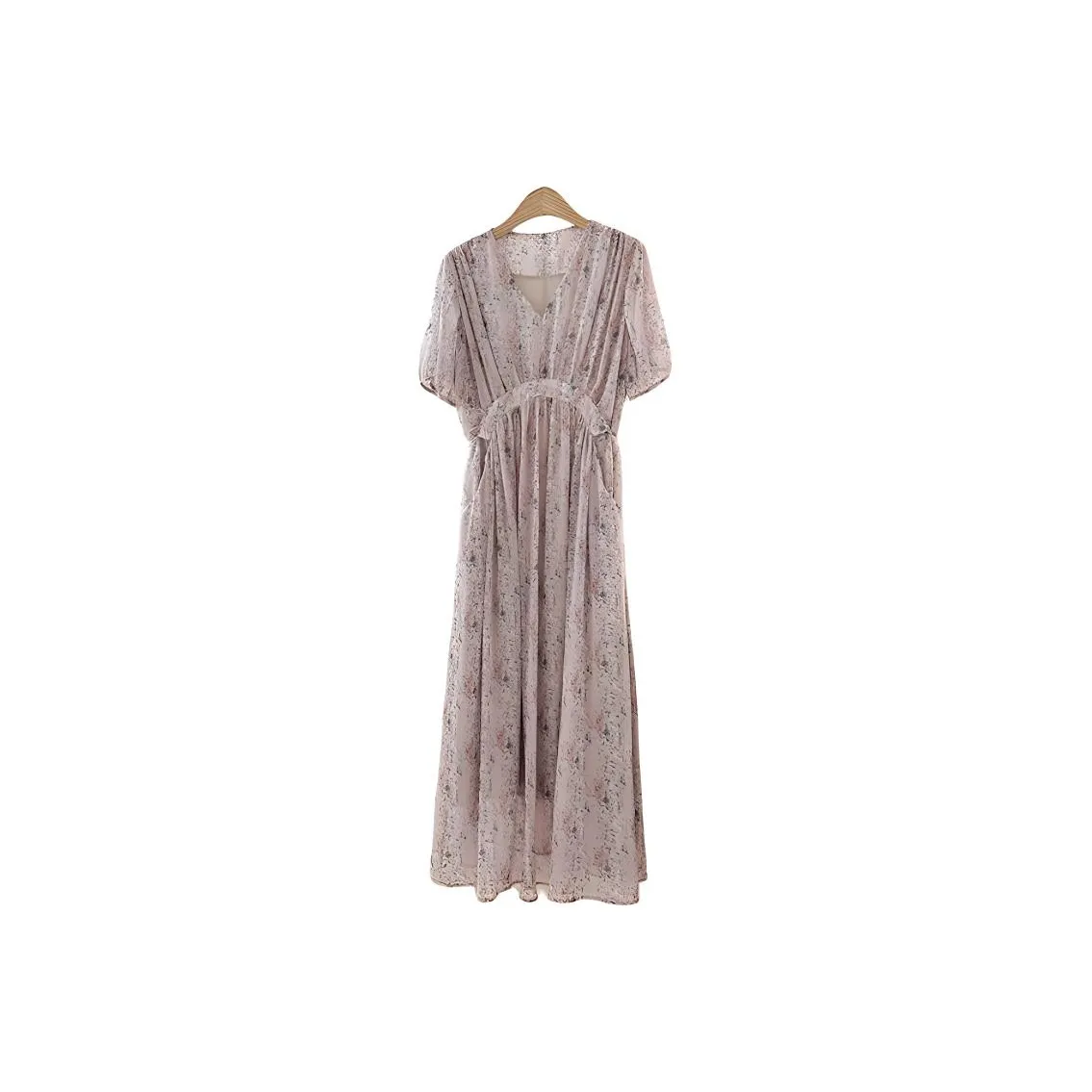 Fstudio Fairy Home Premium Style Petite V Neck Floral Chiffon Dress Women's Pink