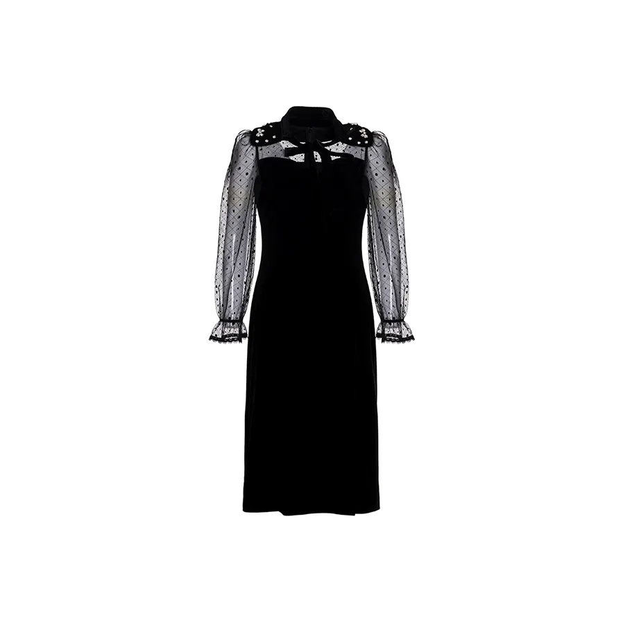 BESIONIA SS22 Long Sleeved Dresses Women's Black
