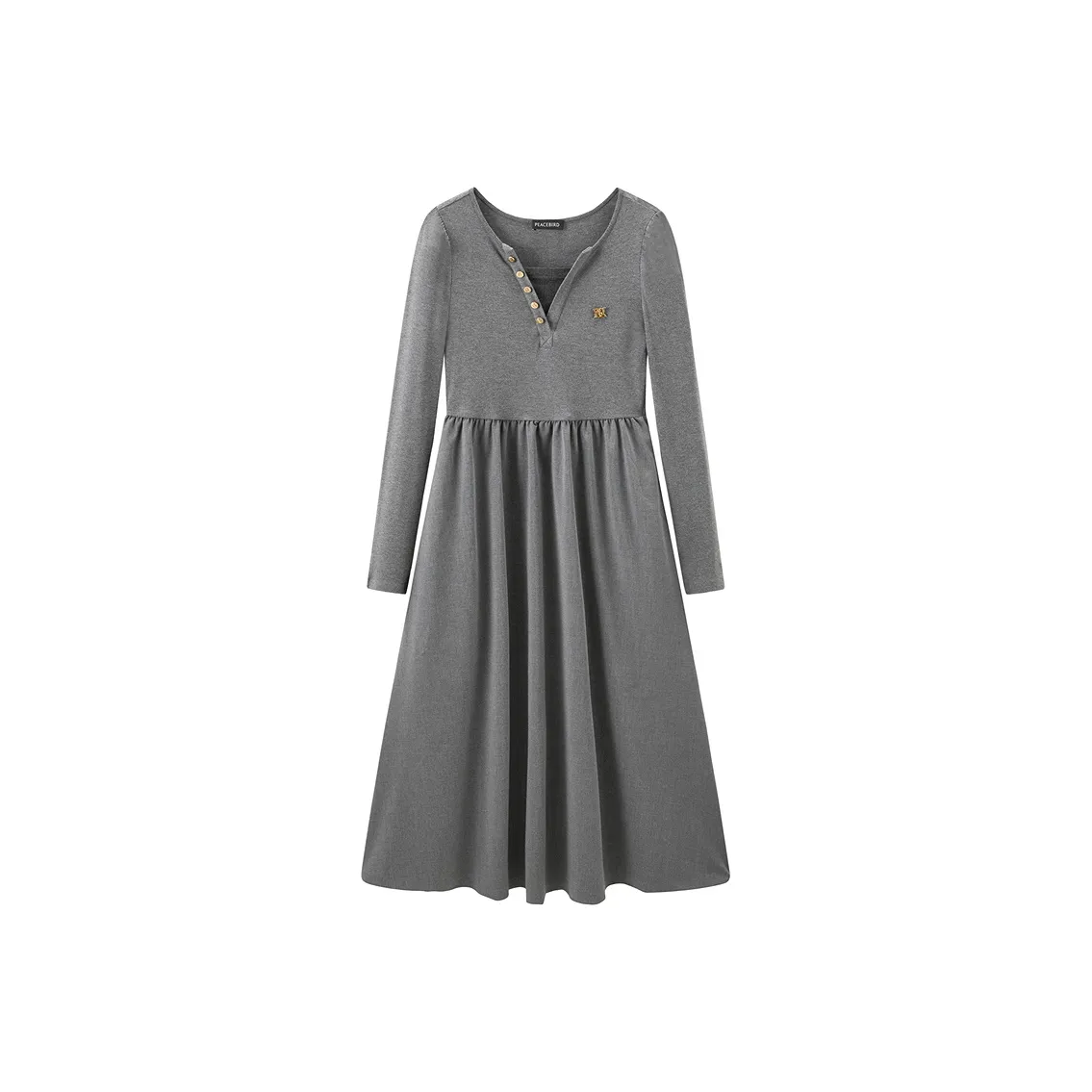 PEACEBIRD Длинное платье с длинными рукавами женское серое