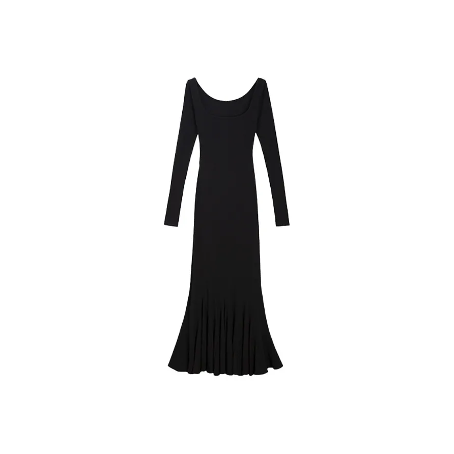 PAZZO Длинное платье с длинными рукавами женское черное