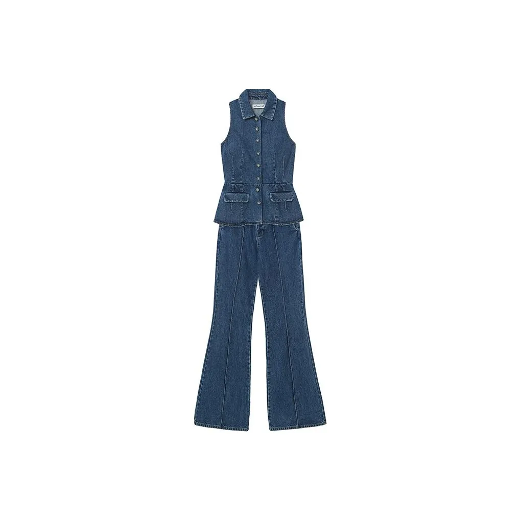 Self portrait Jumpsuit Women's Denim Blue